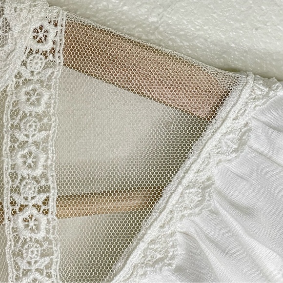 Gunne Sax 70s Vintage Victorian Lace Neck Ruffle Yoke Blouse White XXS - XS - Picture 10 of 13